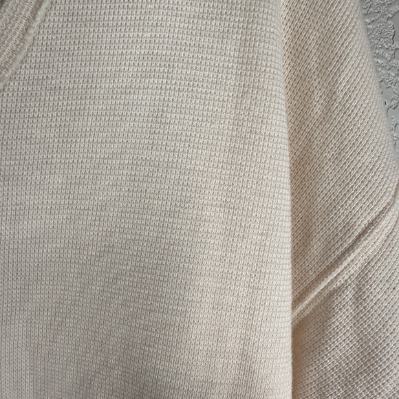 Anthropologie Cream Thermal Boho Floral Festival Flowy Oversized Top Size Small - Picture 4 of 7